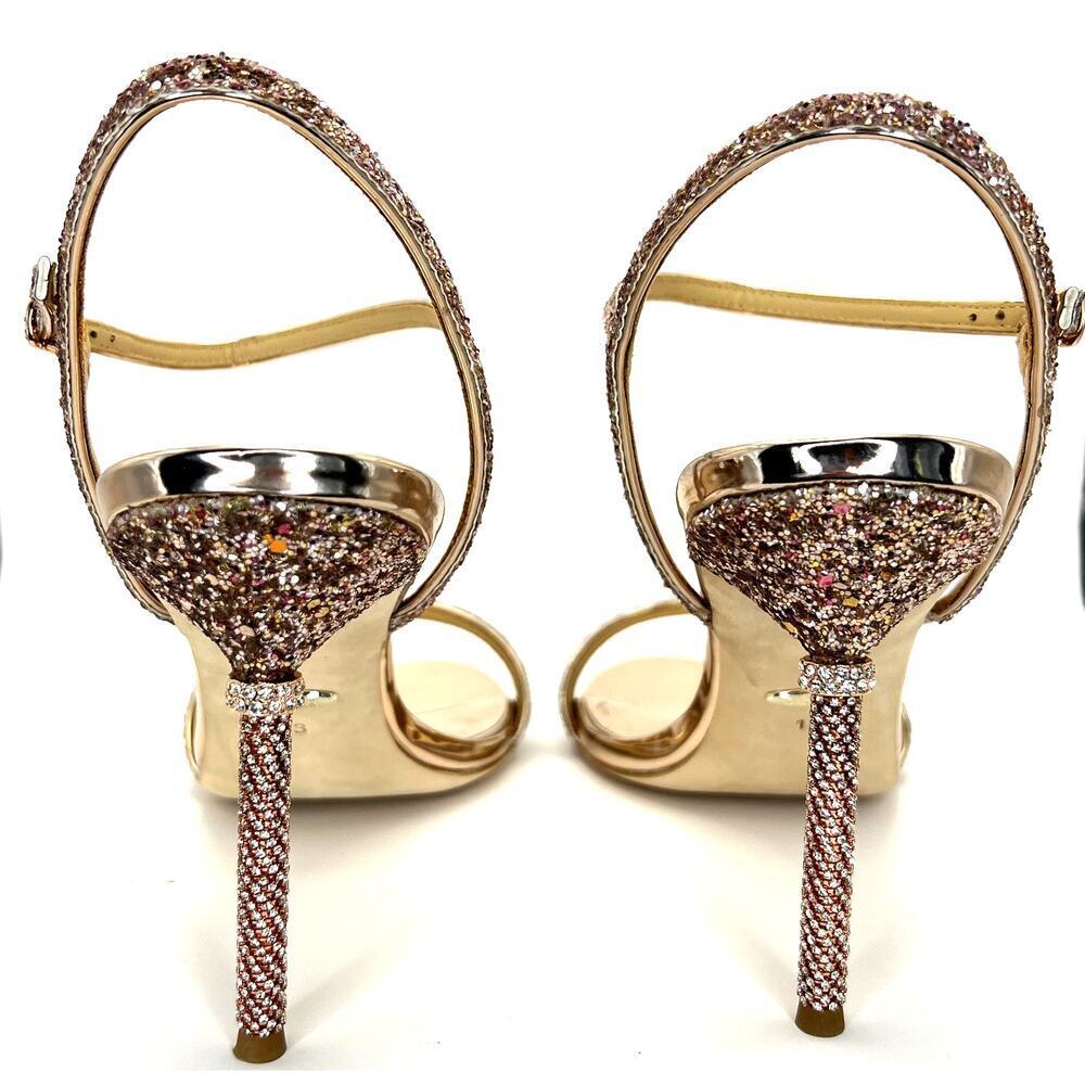 Badgley Mischka Olympia High Heel Glitter Sandals Rose Gold Women's 13 - Picture 6 of 11